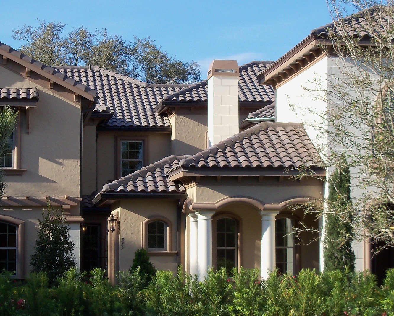 Modern house with a new tile roof